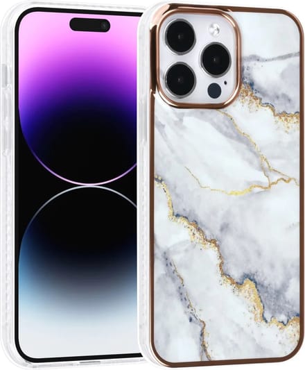 TPU Back Cover hoesje - Marble Wit - Geschikt voor: iPhone 14 Pro Max