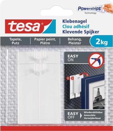 4x stuks Tesa klevende spijkers - wit - draagkracht 2 kg