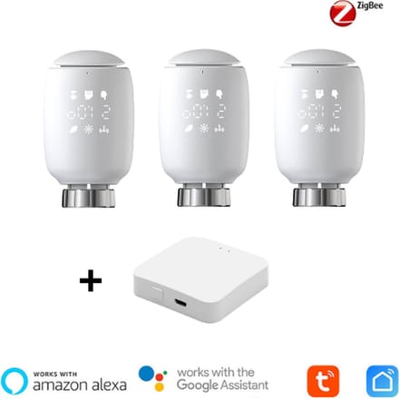 AQIOS Slimme Radiatorknoppen starterskit (3 radiatorknoppen + 1 gateway)