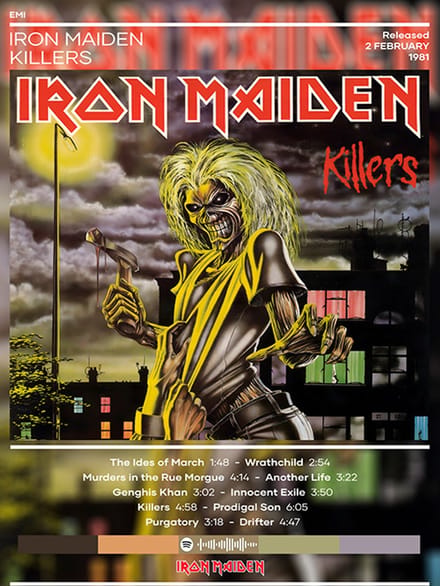 Signs-USA - Concert Sign - metaal - Iron Maiden - Killers - 30 x 40 cm