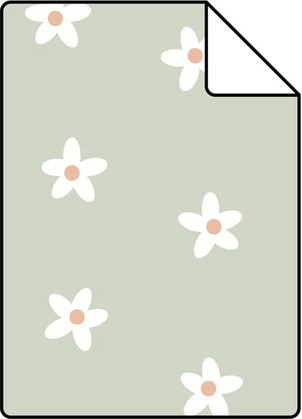 Proefstaal ESTAhome behang madeliefjes groen - 26.5 x 21 cm - 131115-S