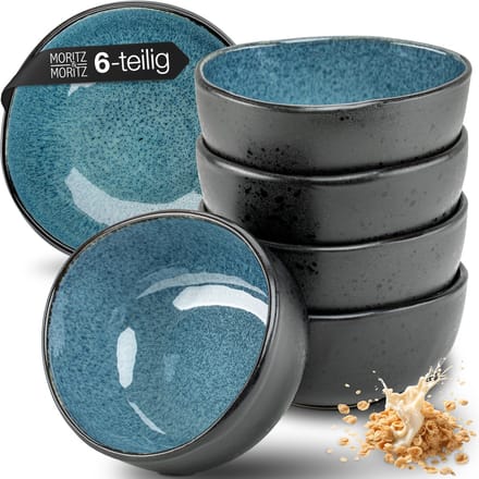 Moritz & Moritz ORGANIC Soepkommen Set - 6-delig Kommen - Ontbijtkommen - Keramiek - Blauw