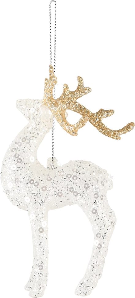 Dekoratief | Hanger rendier, goud/transparant, glas, 7x6x12cm | A245050