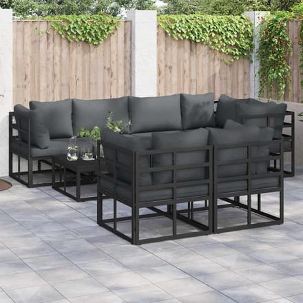 vidaXL - Tuinbank - Set - 7 - st - Zwart - Staal