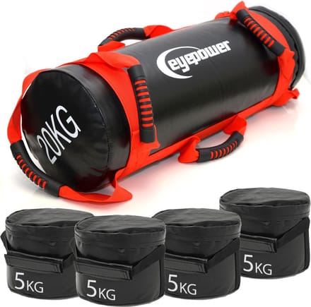 Powerbag 20 kg - Verstelbare Gewichtszak - Trainingszak met 4 Waterdichte Kettlebell Gewichten