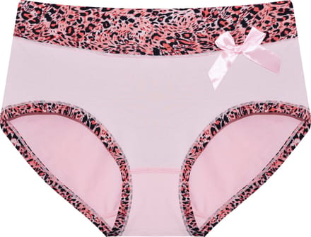 Dames slips 3 pack met panterprint randje zalm L
