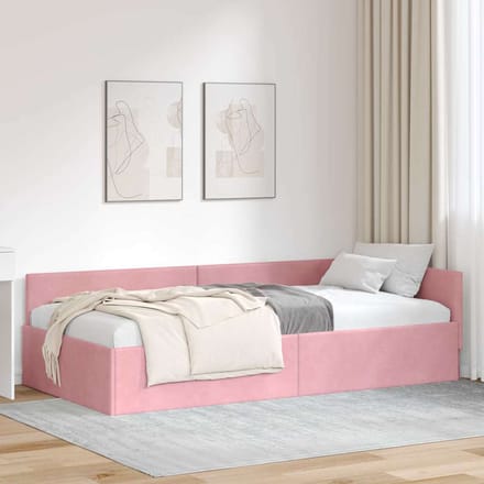 vidaXL - Hoek - Bed - Frame - Roze - 100 - x - 200 - cm - Fluweel