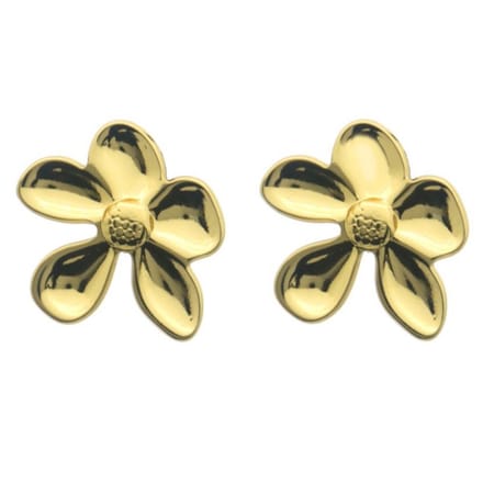 Edelstalen oorbellen - bloemvorm - Goudkleurig - RVS - 2.5 cm