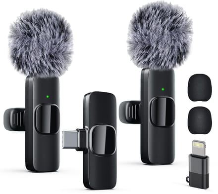 Professionele draadloze dasspeldmicrofoon voor iPhone, iPad, mini-videomicrofoon voor interviews, video's, podcasts, vlogs, YouTube en livestreams, ruisonderdrukking, plug & play.
