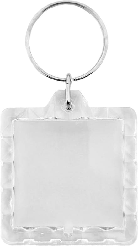 CombiCraft Plexiglas sleutelhanger blanco vierkant geribbeld 39x39mm - 10 stuks