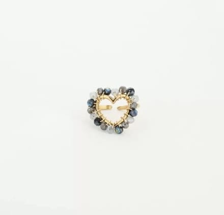 Michelle Bijou, ring, goud, kralen, black, hart, stainless steel