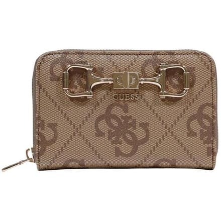 Guess Janie Logo SLG Medium Zip Around Dames Portemonnee - Latte Logo - PU - One Size