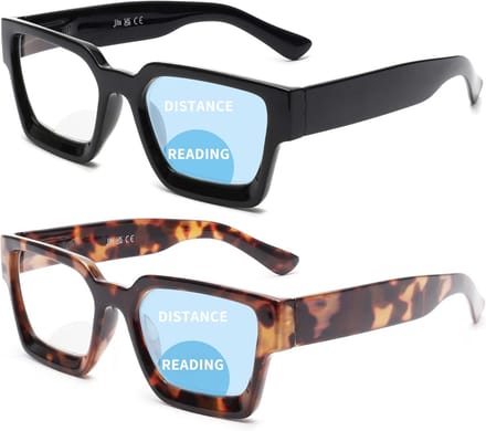 Vierkante Brilmonturen - Computerbril Set - Blauw Licht Blokkeren - Set van 3 - Unisex - Transparant