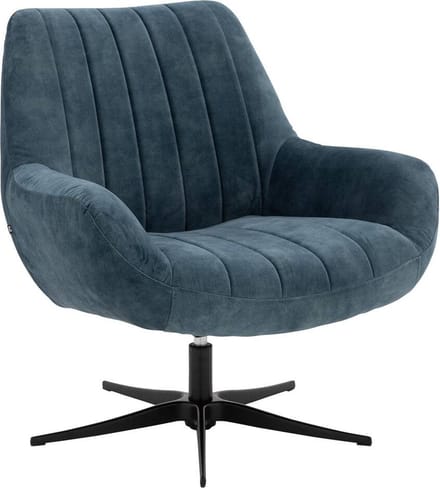 Goossens Fauteuil Kamille - Velvet - Blauw