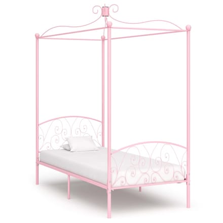vidaXL - Hemelbedframe - metaal - roze - 100x200 - cm
