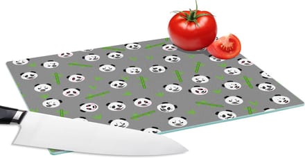 Glazen Snijplank - 28x20 - Panda - Bamboe - Design - Snijplanken Glas