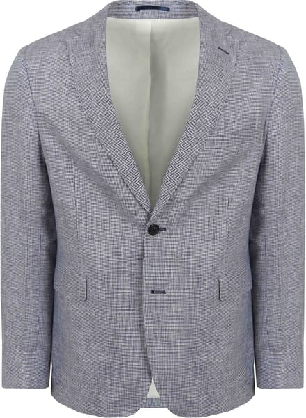Suitable Blazer Pepita Linnen Blauw - Maat 48 - Heren blazer