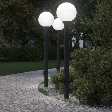 vidaXL Bolderverlichting met stopcontact 3 stuks 120 cm Zwart IP44