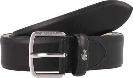 LACOSTE Leren riem Elegance 35 Flat Raw Edge Belt W95 Noir zwart