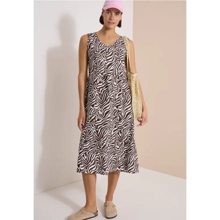 Midi-jurk met V-hals en zebraprint