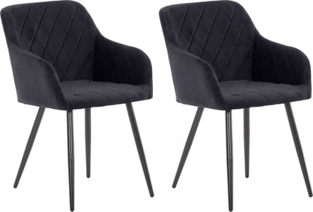 CLP Shila Set van 2 eetkamerstoelen - zwart Fluweel