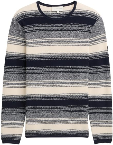Tom Tailor - Gebreide trui met streeppatroon - Maat S - off white navy stripe