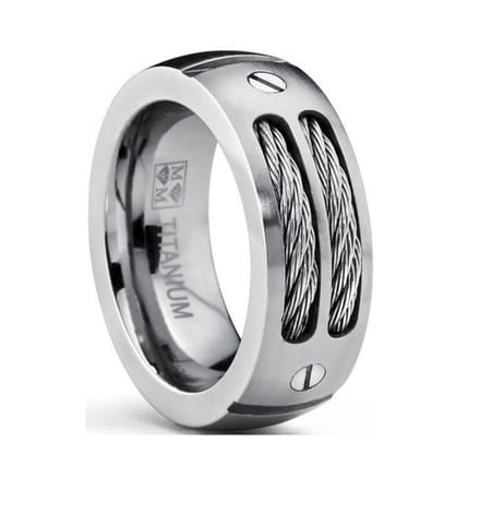 Ring Titanium Staaldraad 9 mm. Breed Zilver Kleur| Damesring|Herenring| 21.50 mm. (maat 68)