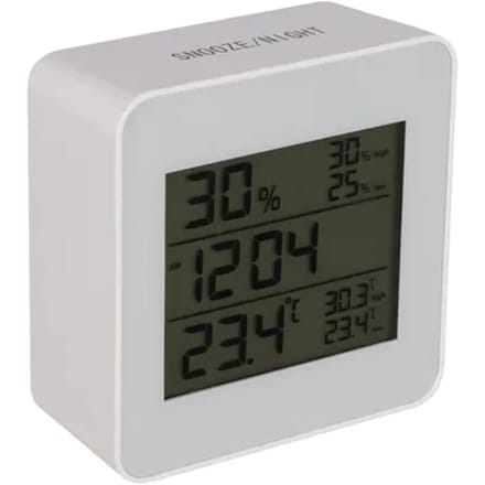 Qlink Hygrometer Met Thermometer - Wit - Klok En Wekkerfunctie