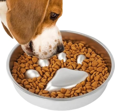 Hondenvoerbak - Puzzelbak Hond - Langzaam Eten - Antislip Basis - 22cm Diameter - Zilverkleurig