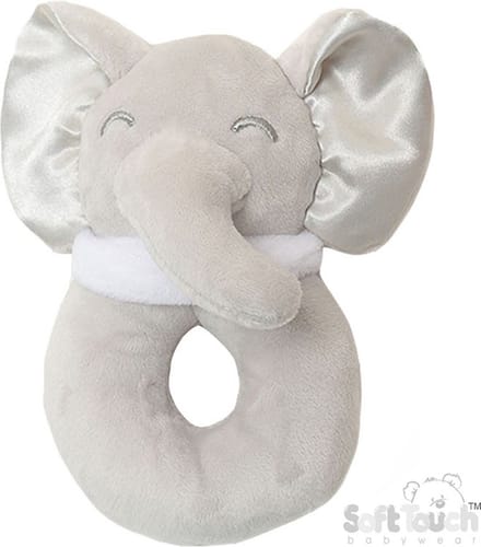 Soft Touch Rammelaar Olifant Jongens 12 Cm Polyester Grijs Met Satijnen Oortjes