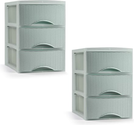 Plasticforte Ladeblokje/bureau organizer met 2x lades - mintgroen - L18 x B25 x H25 cm