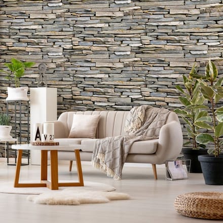 Vliesbehang - Fotobehang - Stenen Muur - 416 x 290 cm