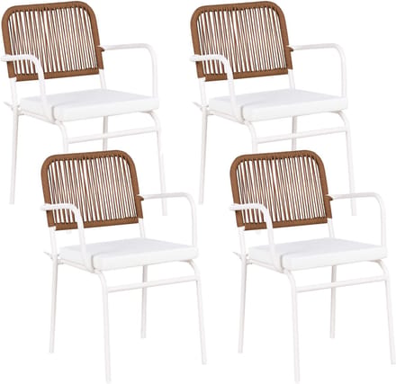 TACENO - Tuinstoel set van 4 - Wit/Bruin - Metaal/Aluminium