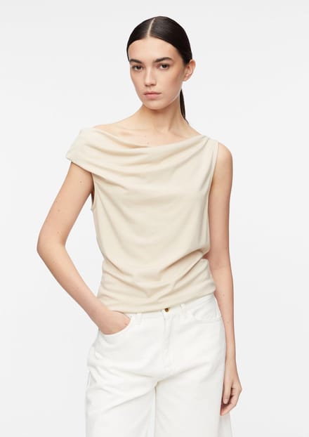 Vloeiende Top met Asymmetrische Drapage bij de Hals Dames COMMA