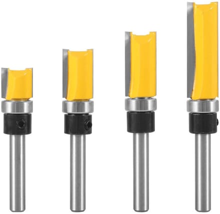 Freesset voor hout - 4 rechte freesbits (geel)