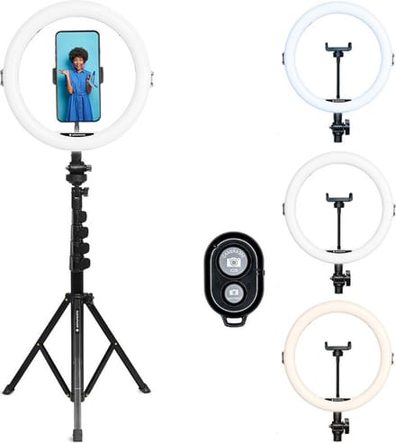 Agfa Ringlamp 11'' incl. statief tot 155cm + bluetooth remote