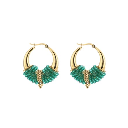 Oorbellen Boho Beads - Groen - Statement - Zomer - Stainless Steel