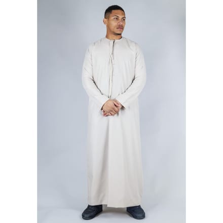 Heren Beige Thobe Emirati Islamitische Jubba Robe Eid Tassel Regular Fit