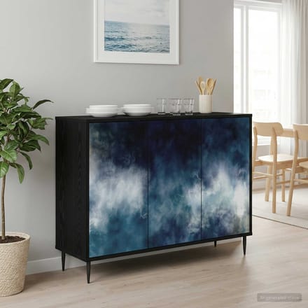vidaXL - Dressoir - RAALTE - Zwart - eiken - 102 - x - 33 - x - 76 - cm - Bewerkt - hout