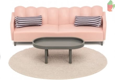 Lundby Poppenhuis Basic - Woonkamerset Roze/Bruin