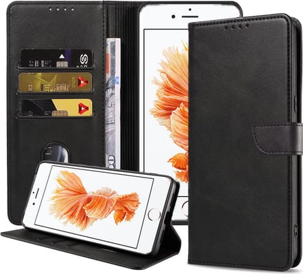 Smartphonica iPhone 6/6s Plus leren hoesje met magnetische sluiting - Zwart geschikt voor iPhone 6/6s Plus