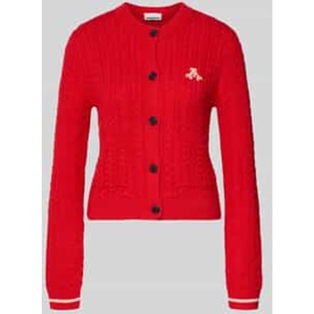 Slim fit gebreid jack van puur katoen model 'JULIAANAS CABLE'