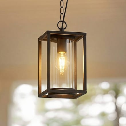 Lucande - Hanglampen buiten - 1licht - Aluminium, glas - H: 25 cm - E27 - antraciet