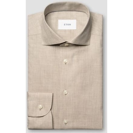 Eton Overhemd Subtle Herringbone Cotton Signature Flanel Beige / male