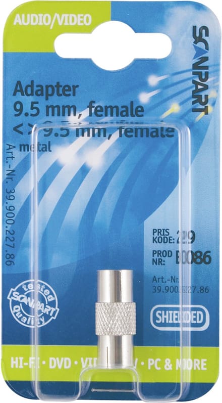 Scanpart coax adapter - Female naar Female - Geschikt voor Ziggo - Televisie - Metaal