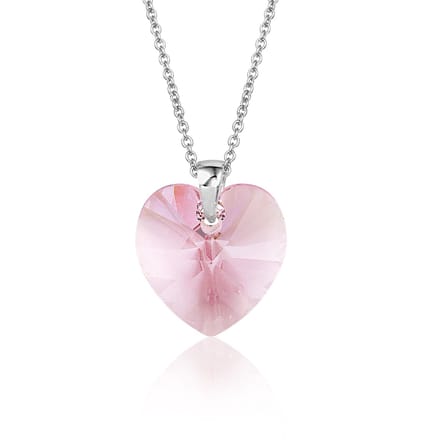 Montebello Ketting Fleur HZ29 - Swarovski Hart - 925 Zilver Gerhod. - Ø14mm - 45cm