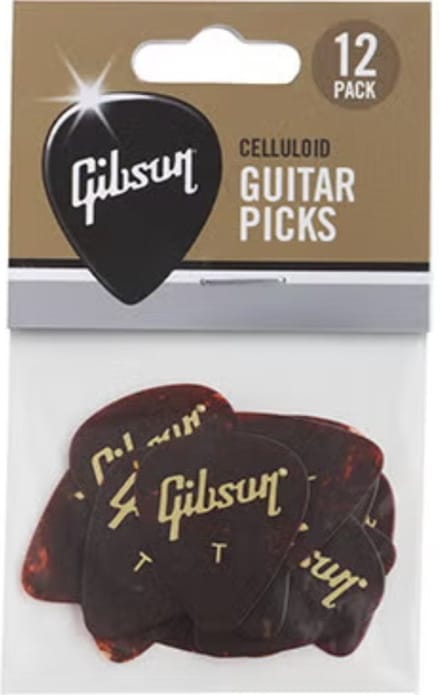 Gibson - Tortoise Picks - Plectrums - Celluloid - Thin - Verpakking Van 12