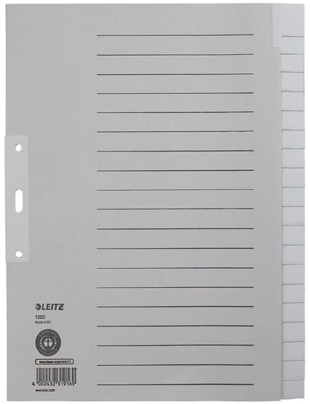 LEITZ tabbladen blanco A4 overbreed 10-delig grijs