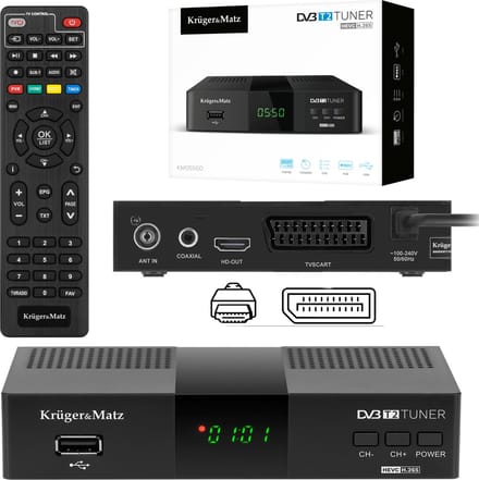 Krüger&Matz KM0550 - DVB-T2 H.265 HEVC Tuner - HDMI SCART - PVR - EPG