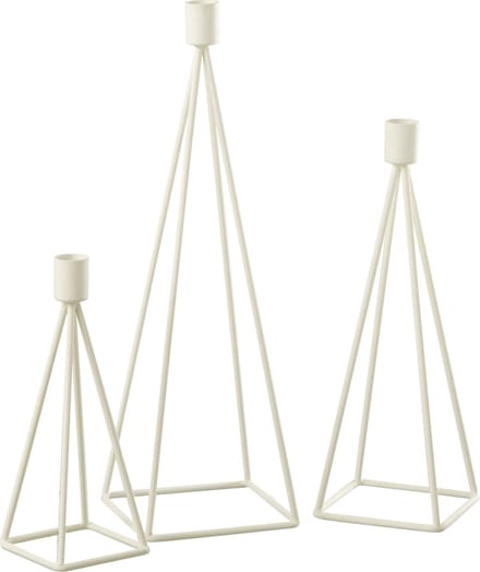 J-Line kandelaar - metaal - wit - 3 stuks